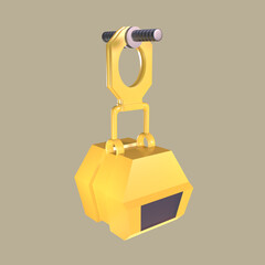 3D icon industrial crane hook rendered isolated on the colored background