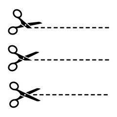 Scissors with cut lines set