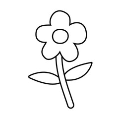 Vector hand drawn doodle flat outline flower isolated on white background