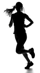 Fototapeta na wymiar Empowering Strides: Determined Female Runner Silhouette, generative ai
