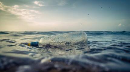 Fototapeta na wymiar Plastic water bottles pollution in ocean Environment