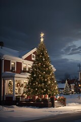 Fototapeta premium Christmas tree in the city