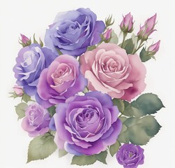 Violet and purple roses bouquet