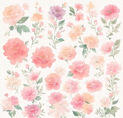 Romantic roses watercolor