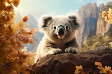 koala with nature background style with autum