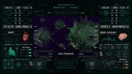 Virus medical HUD interface display. High quality 4k footage - Powered by Adobe