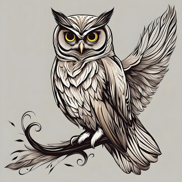 An owl with feathery wings that enable it to glide gracefully through the night