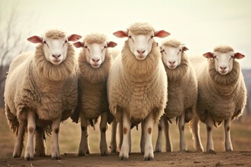 A group of sheep standing outdoors. 