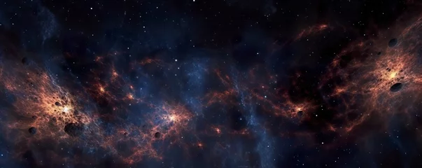 Fototapeten a photo of very dark starry night space taken from James Webb Space Telescope, night sky, dark black and dark blue tone, nebula, AI Generative © MEHDI