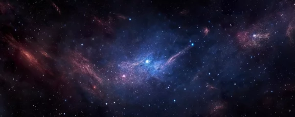 Fototapeten a photo of very dark starry night space taken from James Webb Space Telescope, night sky, dark black and dark blue tone, nebula, AI Generative © MEHDI