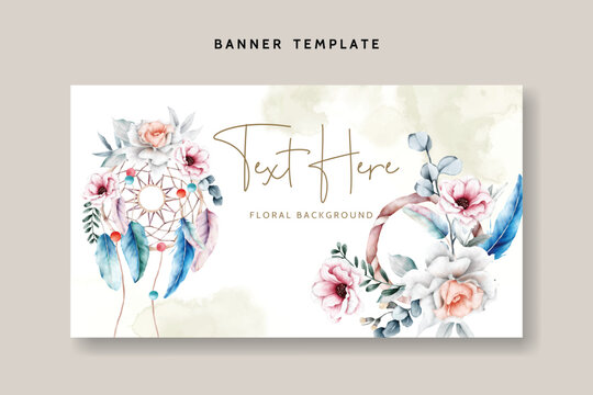 beautiful flower and dreamcatcher background template