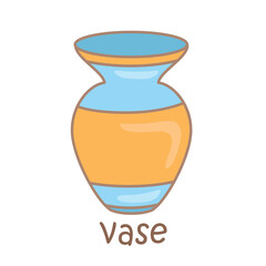 Alphabet V For Vase Vocabulary School Lesson Cartoon Illustration Vector Clipart Sticker