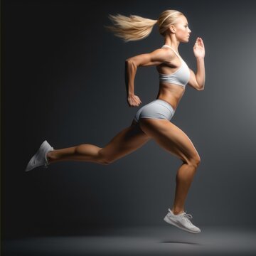 Motion and Strength: Illustrating the Athletic Power and Speed of a Woman, generative ai