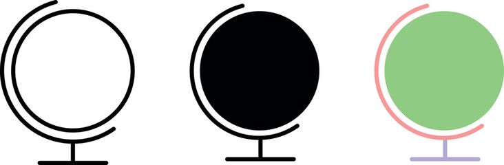 Globus map icons collection, Earth globe symbol, travel to world, plated for web, logo. Vector ilustration