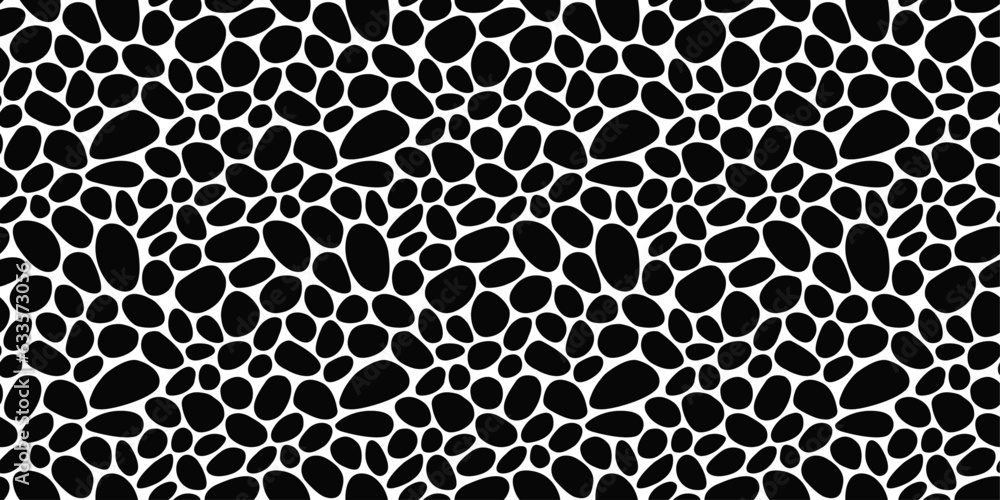 Poster seamless pebbles resembling a leopard skin. the black stones are rounded and provide texture. patter