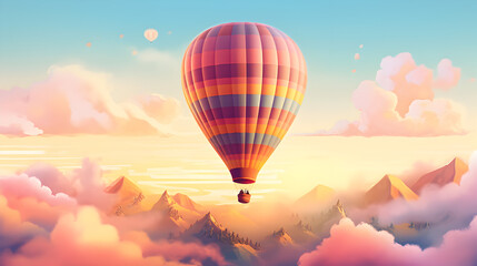 Air balloon on the pastel sky 