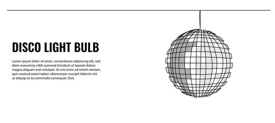 Disco ball light vector illustration. Modern flat in continuous line style.