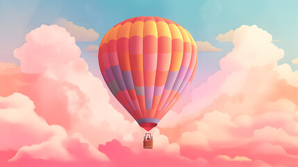Fototapeta premium Air balloon on the pastel sky 