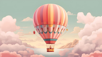 Fototapeta premium Air balloon on the pastel sky 