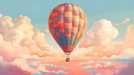 Fototapeta premium Air balloon on the pastel sky 