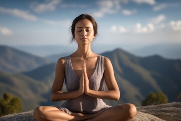 Fototapeta na wymiar woman meditating in yoga pose