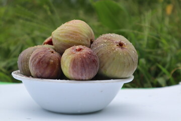 figs photos with white and green backgrounds and from different angles 