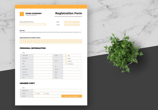 Orange Black Registration Form