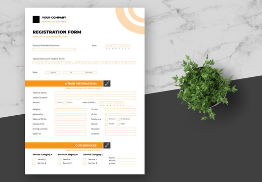 Black Yellow Registration Form