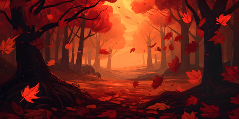 Autumn leaves for banner background 