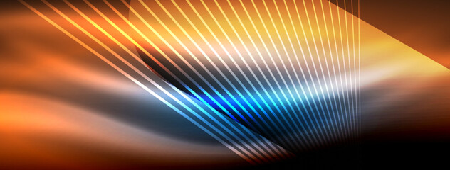 Glowing neon wave abstract background - vibrant, luminescent waves pulsate in a captivating and electrifying display