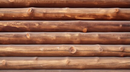 Obraz premium Wooden log wall. Brown wood log wall texture, natural background