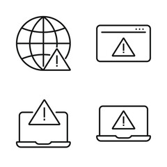 Editable Set Icon of Caution Website and Laptop, Vector illustration isolated on white background. using for Presentation, website or mobile app