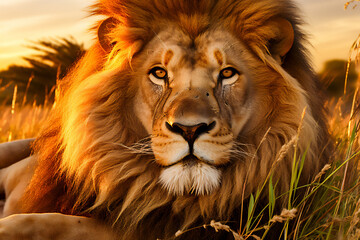 close up of a beautiful lion king
