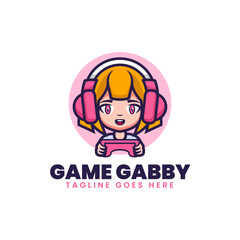 Vector Logo Illustration Game Gabby Mascot Cartoon Style.