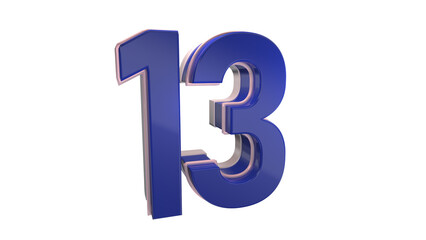 Creative blue 3d number 13