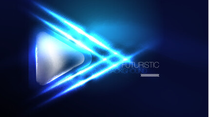 Digital Neon Abstract Background, Triangles And Lights Geometric Design Template