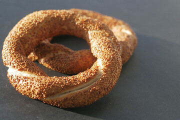 Turkish Bagel Simit on table 