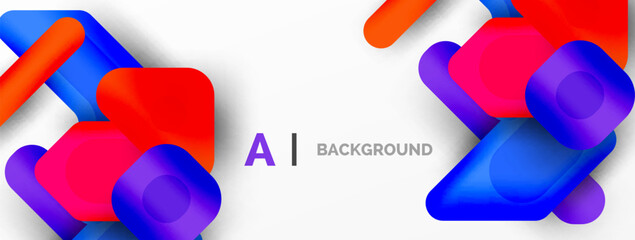 Minimal geometric abstract background. Colorful geometric blocks. Lines, squares and triangles composition wallpaper