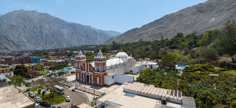 Aerial view of the town of Lunahuana