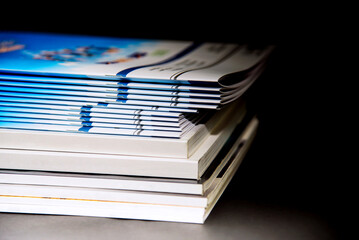 stack of books in library