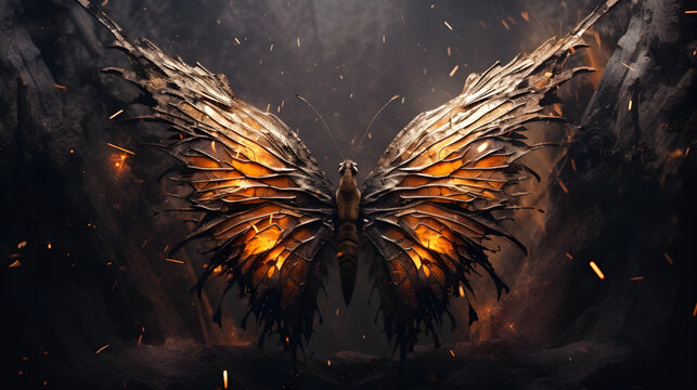 Beautiful red butterfly transformation  background