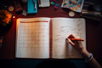 Person Organizing Their Planner For The Next Year, Generative AI