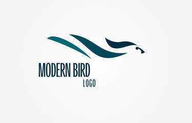 modern bird business logo design abstract pigeon with wavy wings