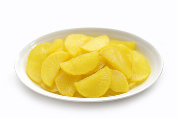 Sweet and tart slices of yellow pickled daikon, known as takuan in Japan and danmuji in Korea.