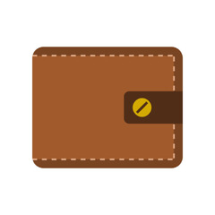 Brown leather money wallet business icon flat vector design