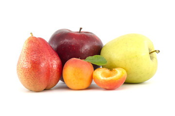 Fresh healthy fruits isolated on white background