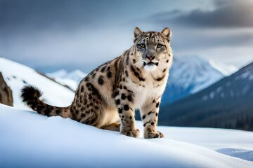 Obraz premium snow leopard on the mountain
