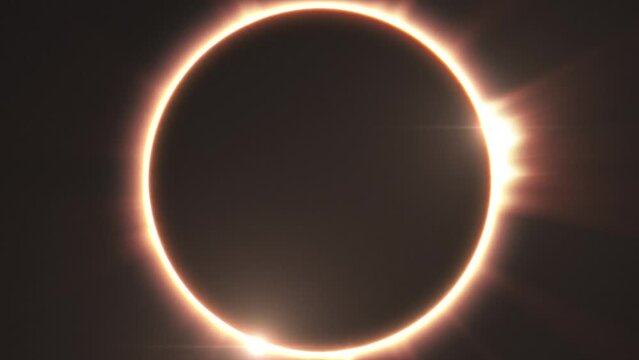 Total Solar Eclipse Ring of fire Halo in space. Seamless Loop