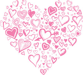 Digital png illustration of pink hearts on transparent background