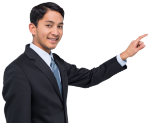Digital png photo of smiling asian businessman on transparent background